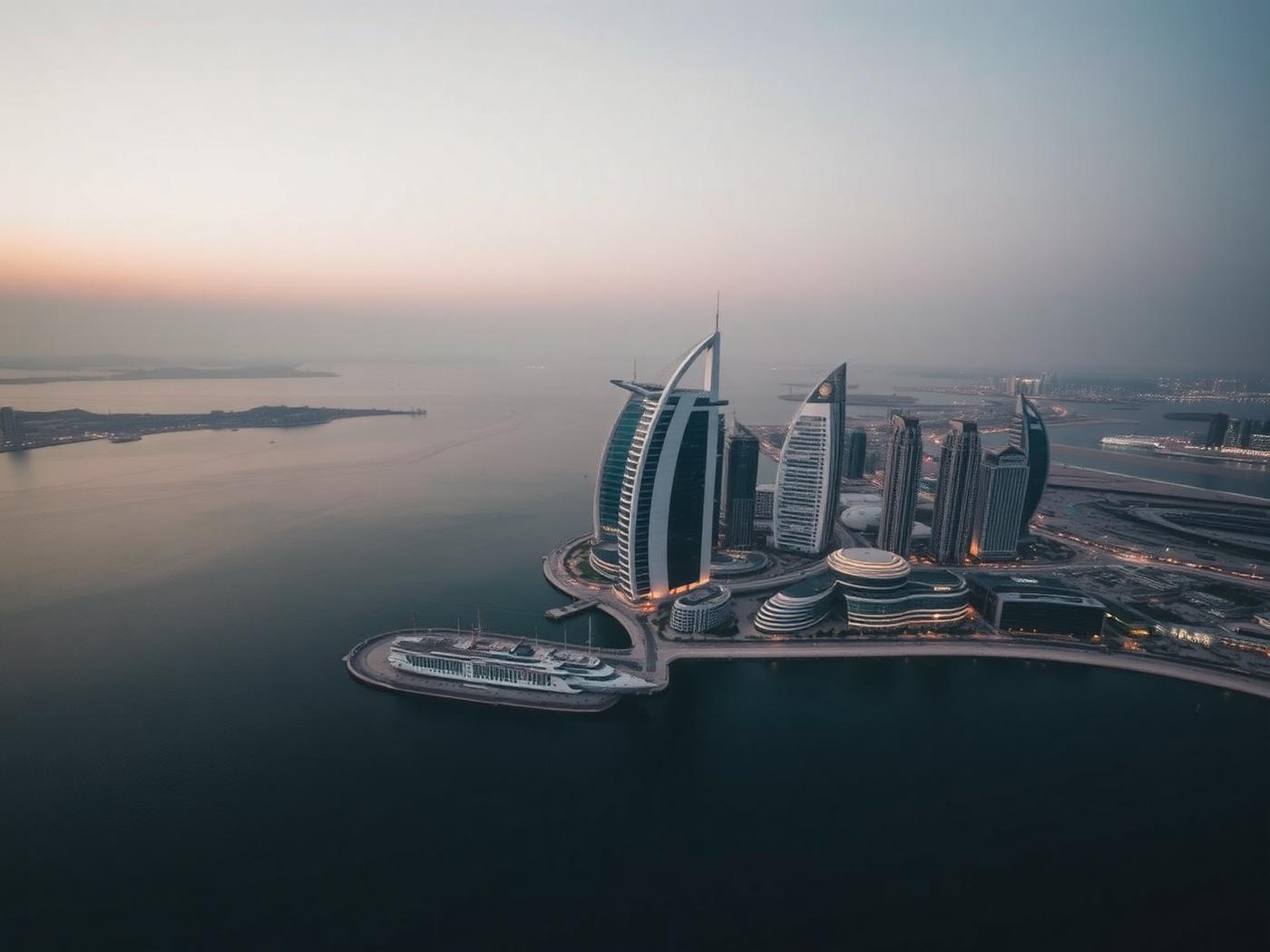 Aerial view of Dubai waterfront